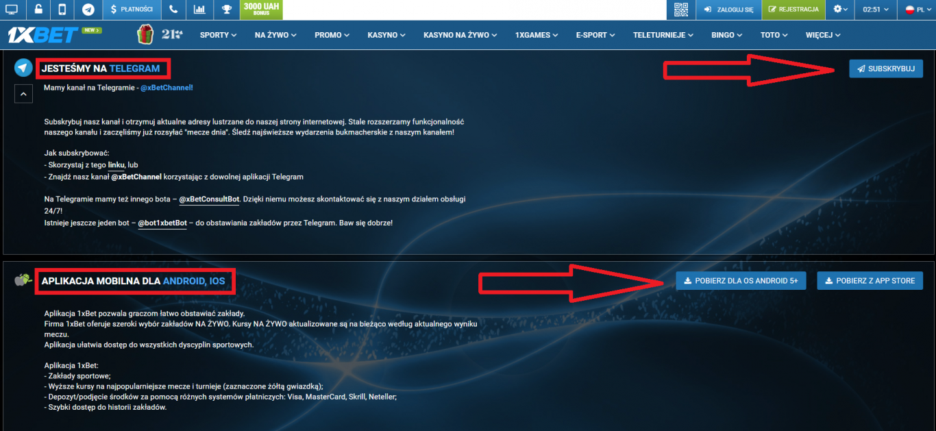 Pobierz 1xBet zapomniałeś hasła